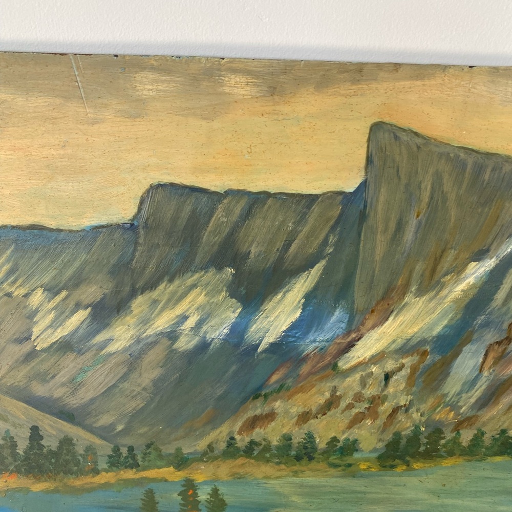 vintage original mountain landscape oil painting mountain scene - Picture 5 of 8